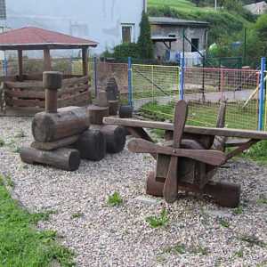 Children′s playground at the swimming pool in Petříkovice